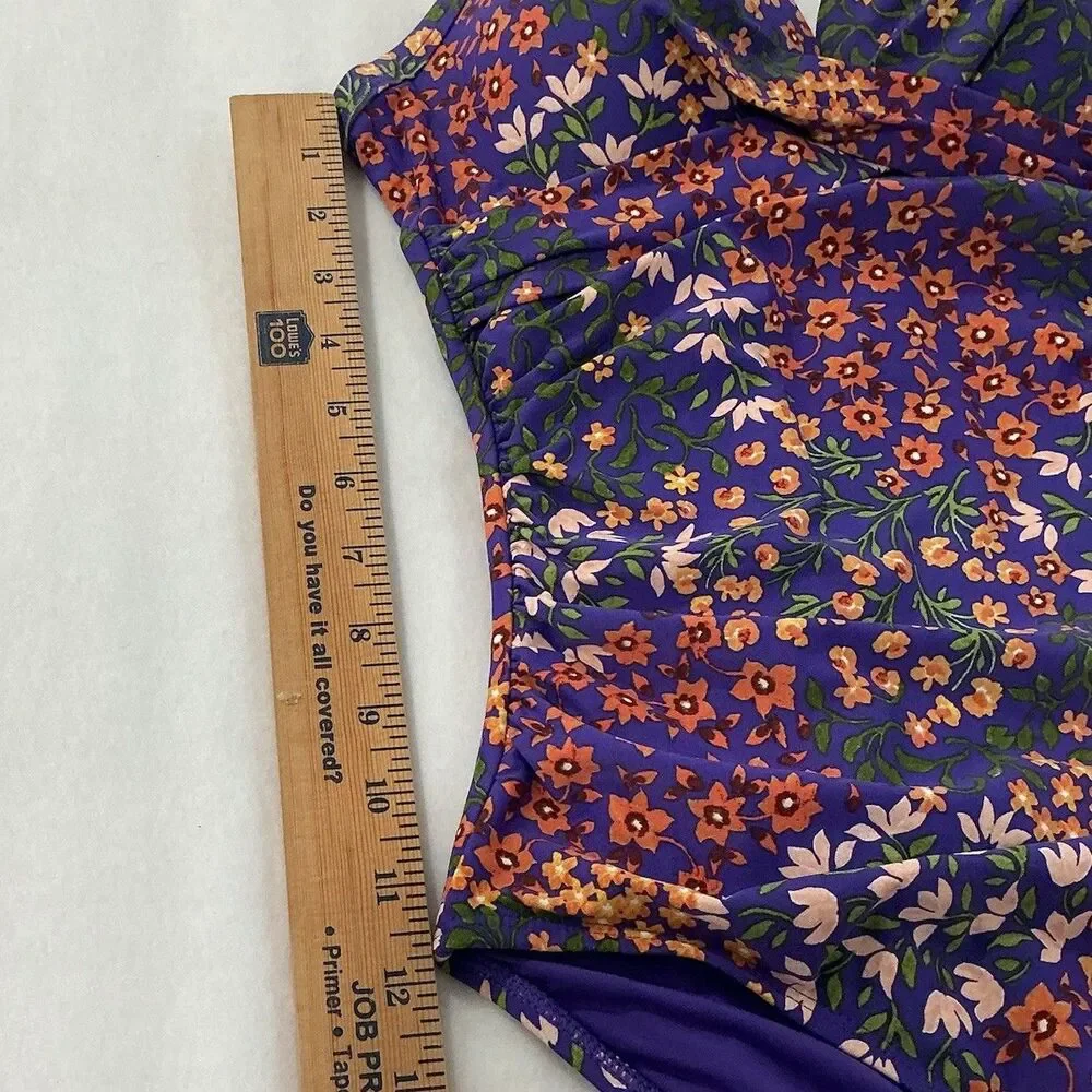 Nip Tuck Swimsuit Floral  Purple One Piece C/D Fit Cup Size 6 Swim Wear Slimming - Picture 9 of 14